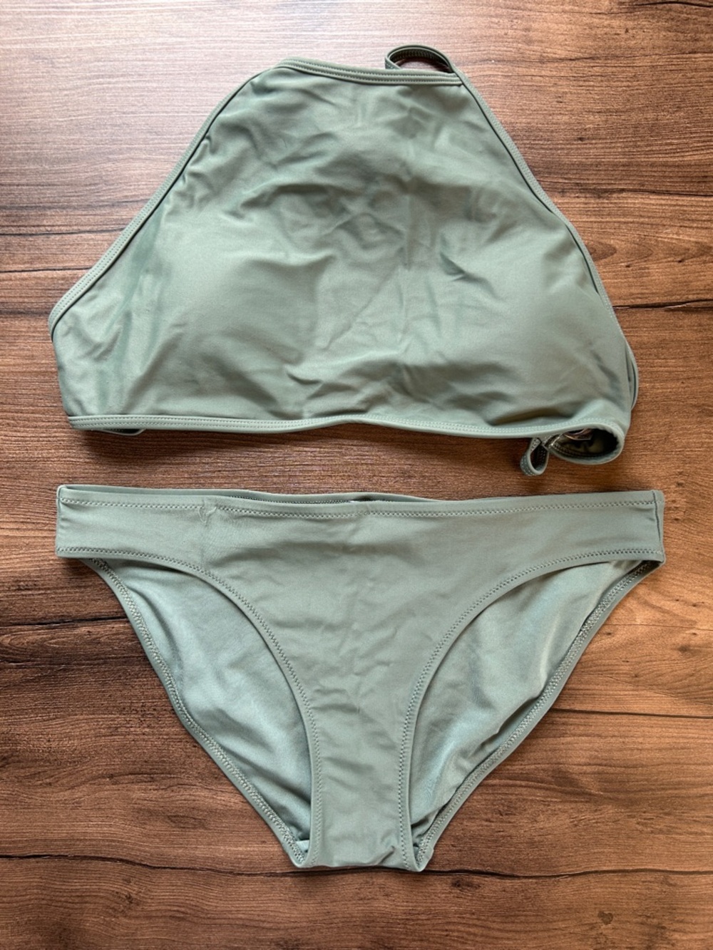 aerie Sage Green High Neck Bikini Set
